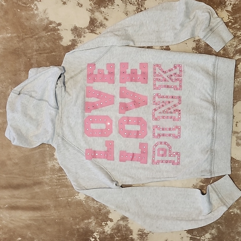 Y2K Pink VS Zip Up Hooded Sweatshirt. Love Love Pink. Size: M